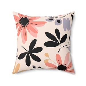 Cojín decorativo floral, decoración acogedora para el hogar, regalo de inauguración, cojín bohemio, cojín floral moderno, acento primaveral para el hogar.