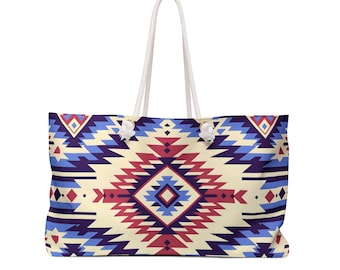 Tribal Print Weekender Bag: Southwestern Travel Tote (24" x 13")