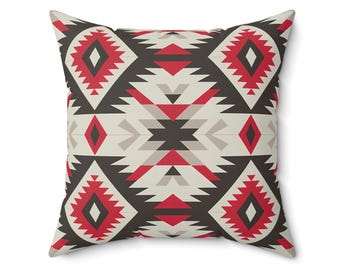 Tribal Pattern Throw Pillow: Bohemian Home Accent Cushion