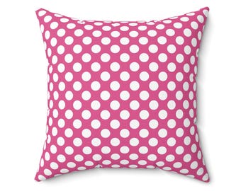 Pink Polka Dot Throw Pillow: Modern Home Decor Cushion
