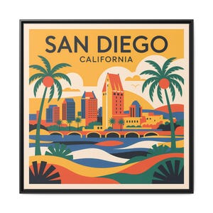 Retro San Diego Art Print: Framed California Coastal Decor