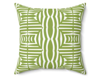 Green Geometric Pillow Cover: Modern Spun Polyester Cushion