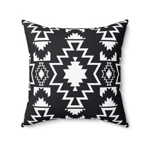 Bohemian Geometric Pillow, Chic Home Decor, Modern Throw Cushion, Black and White Accent Pillow, Vintage Style Gift