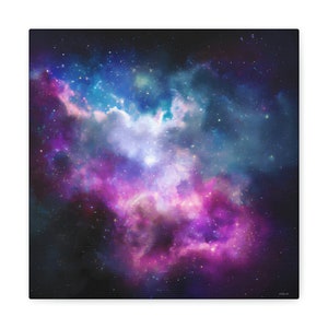 Nebula Canvas Wall Art: Blue Purple Galaxy Print