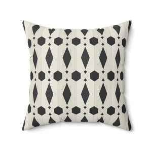 Modern Geometric Pillow: Black & Off-White Polyester Cushion