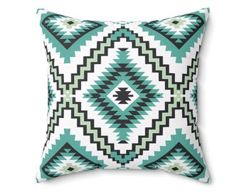Geometric Boho Pillow: Spun Polyester Cushion Cover