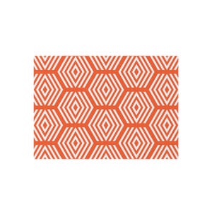 May include: Geometric pattern in orange and white. The design features a repeating pattern of white diamond shapes within orange hexagonal shapes. The overall effect is a modern, eye-catching design.
