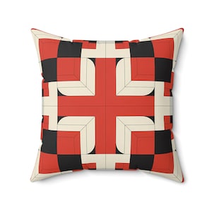 Cozy Geometric Square Pillow, Modern Home Decor, Throw Pillow, Gift for Her, Boho Cushion, Living Room Accent