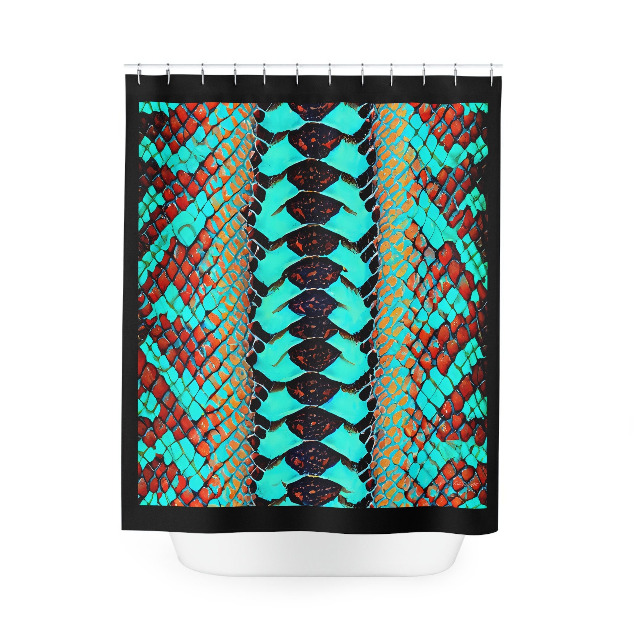 Python Turqoise Turquoise Python Snake Skin Print Shower Curtain: Polyester Bathroom ...