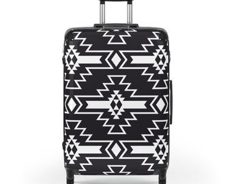 Tribal Black and White Suitcase: Custom Carry-On Luggage