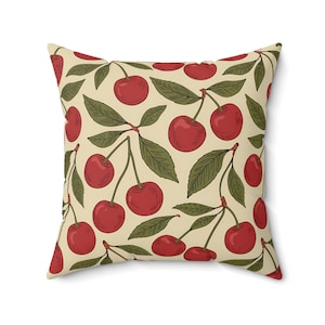 Cojín decorativo con estampado de cerezos en flor, acogedor y acogedor para el hogar, regalo para ella, decoración de verano, cojín rústico.