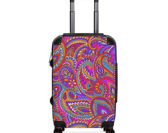 Vibrant Paisley Carry-On Suitcase: Spinner Travel Luggage