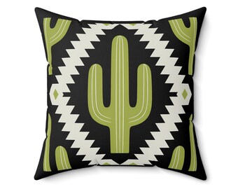 Cactus Pattern Throw Pillow: Southwestern Boho Home Decor