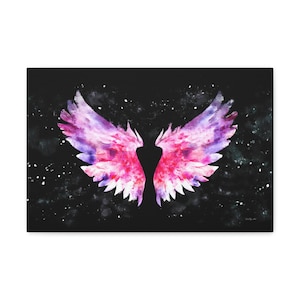 Pink Angel Wings Canvas Art: Midnight Decor
