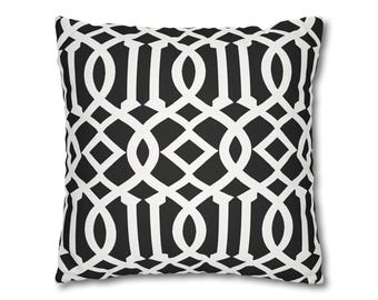 Geometric Lattice Black White Pillowcase Pillow Cover Hidden Zipper