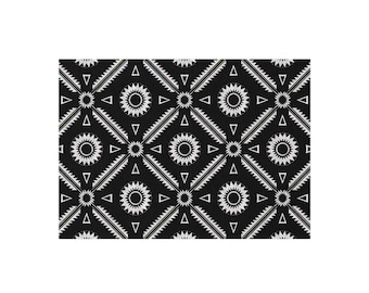 Black and White Southwestern Outdoor Rug, Boho Patio Decor
