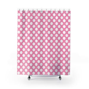 Chic Pink Polka Dot Shower Curtain, Fun Bathroom Decor, Cute Gift for Housewarming, Kids&#39; Rooms, Holiday Celebrations, Unique Home Decor