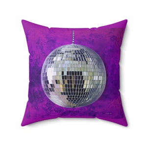 Silver Disco Ball Throw Pillow: Double-Sided Print