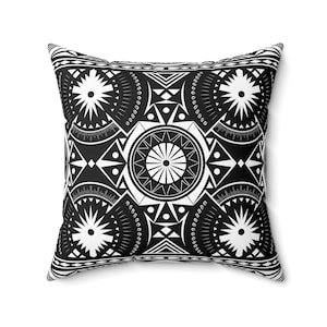 Boho Chic Throw Pillow: Black and White Modern Home Decor