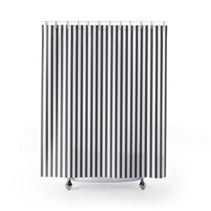Modern Striped Shower Curtain: Gray & White, Minimalist Bath Decor