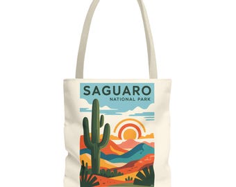Saguaro Cactus Tote Bag: Eco-Friendly Polyester Shopping Bag