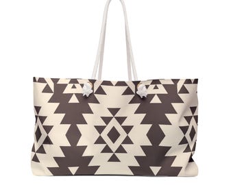 Tribal Pattern Weekender Bag: Boho Travel Tote, Modern Chic Style
