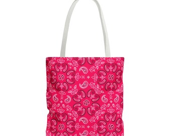 Rose-Red Paisley Pattern Tote Bag | All-Over Print