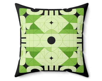 Geometric Green Accent Pillow: Modern Abstract Home Decor