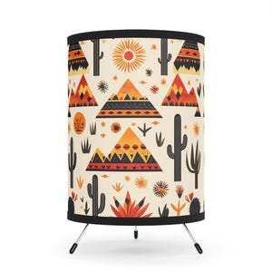 Southwestern Style Tripod Lamp, Table Lamp, Boho Decor, Unique Lighting, Home Accent, Gift for Him/Her, Cozy Atmosphere
