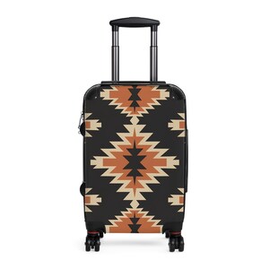 Tribal Pattern Suitcase, Travel Luggage, Bohemian Carry-On, Stylish Black Suitcase with Unique Design, Perfect for Adventurers, Gift for