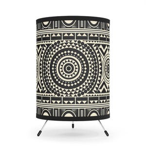 Boho Tripod Lamp with High-Res Printed Shade | Vintage Home Decor, Gift for New Home, Living Room Lighting, Unique Table Lamp