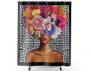 Vibrant Floral Shower Curtain: Boho Chic Bathroom Decor