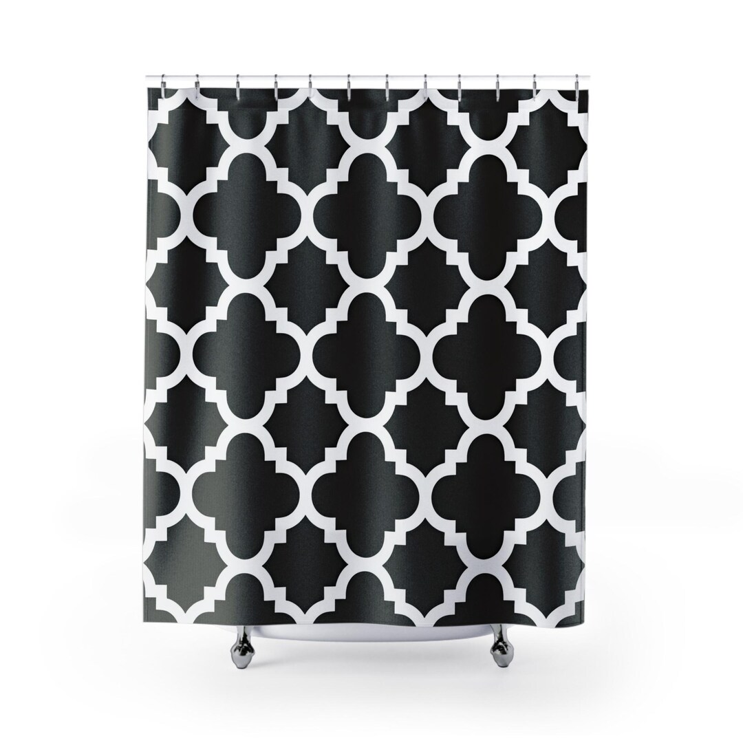 Black and White Moroccan Trellis Shower Curtain | Geometric Lattice ...