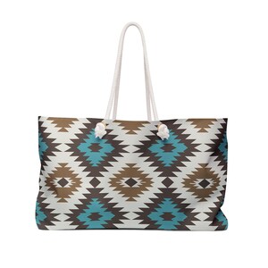 Bolso de fin de semana bohemio geométrico: bolso de viaje de mediados de siglo