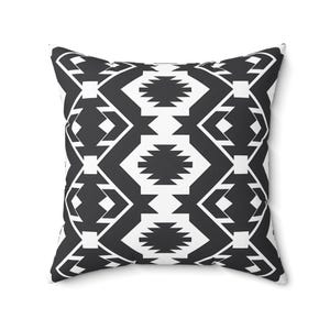 Black and White Geometric Pillow: Modern Bohemian Home Decor