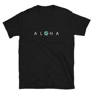 Aloha Hawaii Hibiskus Blume Hawaii süßes schwarzes Kurzarm Unisex T-Shirt