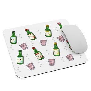Cute Korean Soju Bottles and Shot Glasses Mouse pad