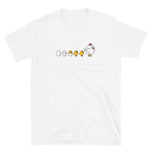 Niedliches Evolution of Huhn Weißes Kurzarm Unisex T-Shirt