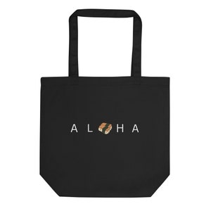 Aloha Spam Musubi Letra blanca Hawaii Travel Eco Bolsa de tela