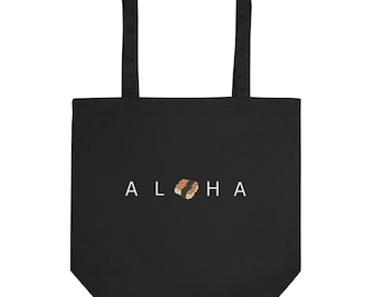 Aloha Spam Musubi White Letter Hawaii Travel Eco Tote Bag