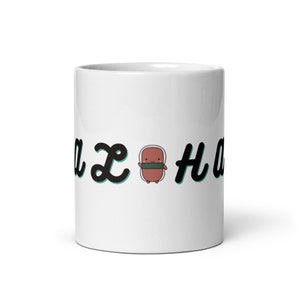 Niedlicher Hawaiian Spam Musubi Aloha Logo Style Hawaii Travel White Glossy Mug