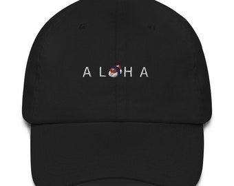 Cute Hawaiian Spam Musubi &quot;Aloha&quot; Logo Summer Beach Black Unisex Baseball Hat