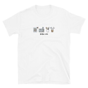 Cute Boba 101 Boba Milk Tea White Short-Sleeve Unisex T-Shirt