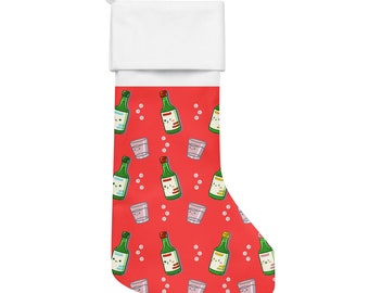 Calcetín Navideño Linda bebida de soju coreana y vasos de chupito