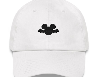 Lindas orejas de Mickey Mouse con Batwings Halloween Holiday White Unisex Gorra de béisbol