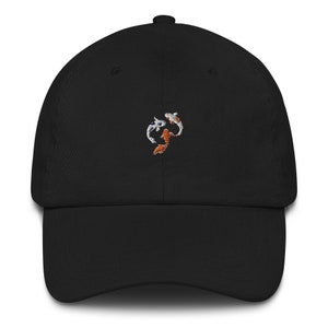 Chapéu de beisebol unissex bonito japonês 3 Koi Fish nadando preto ou branco