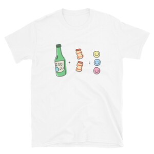 Niedliches koreanisches Getränk Soju und Joghurt Schwarz-Weiß-Kurzarm-Unisex-T-Shirt