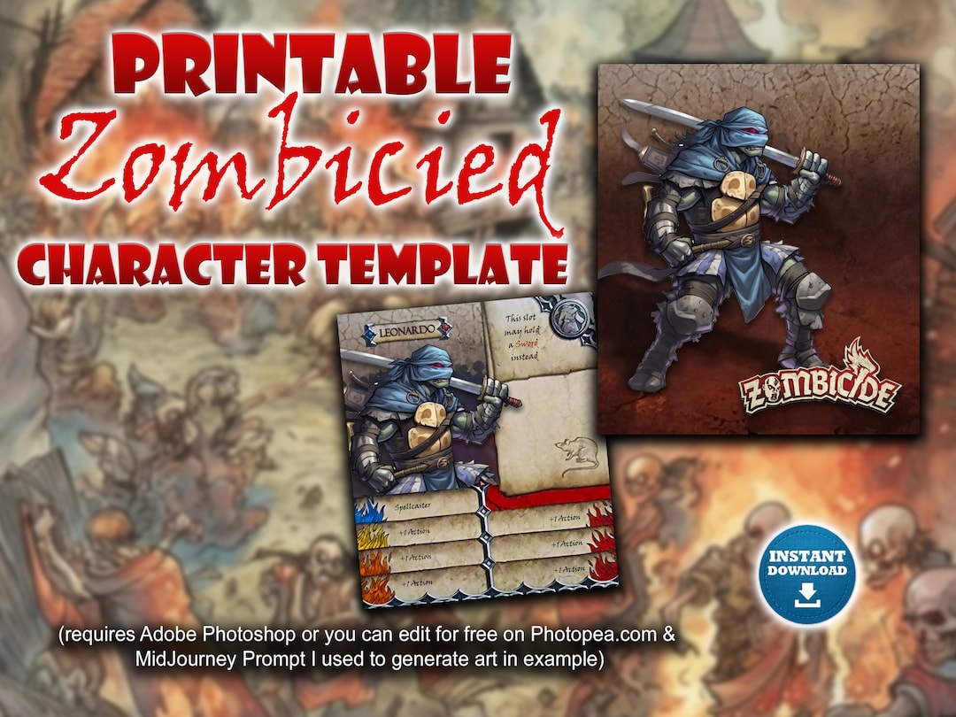 Printabe Zombicide Black Plague Customizable Character Card. Etsy