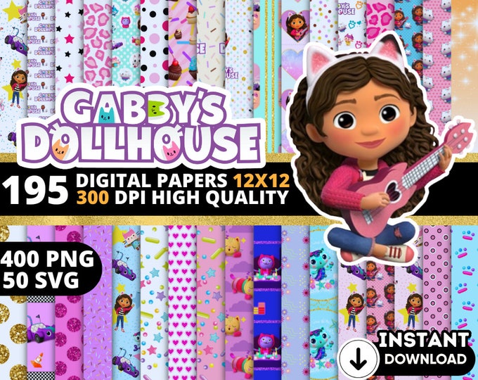 Gabbys Dollhouse Digital Papers, Gabby Dollhouse