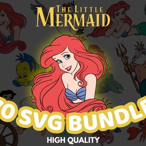 Little Mermaid Svg Bundle, Little Mermaid Clipart, Svg Files For Cricut, Svg Png Digital Files, instant Download, Little Mermaid Bundle